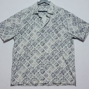 NWT!!!‎ Tommy Bahama Men's SILK BLEND Gray Patterned Shirt SIZE L. #640